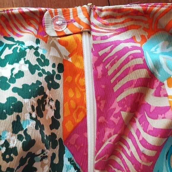 Lilly Pulitzer Silk Patchwork Circle Pleat Skirt 6 - Picture 7 of 8